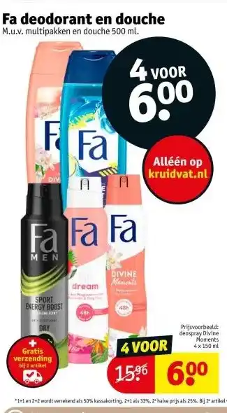 Kruidvat Fa deodorant en douche aanbieding