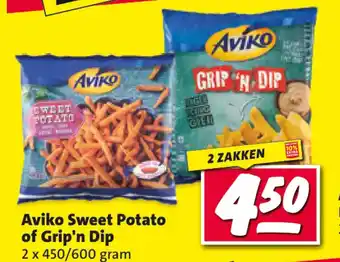 Nettorama Aviko Sweet Potato of Grip'n Dip 2 x 450/600 gram aanbieding
