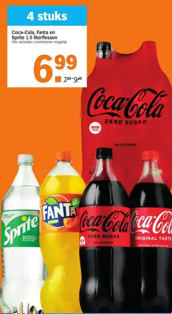 Albert Heijn Coca-cola, Fanta en Sprite 1.5 literflessen aanbieding