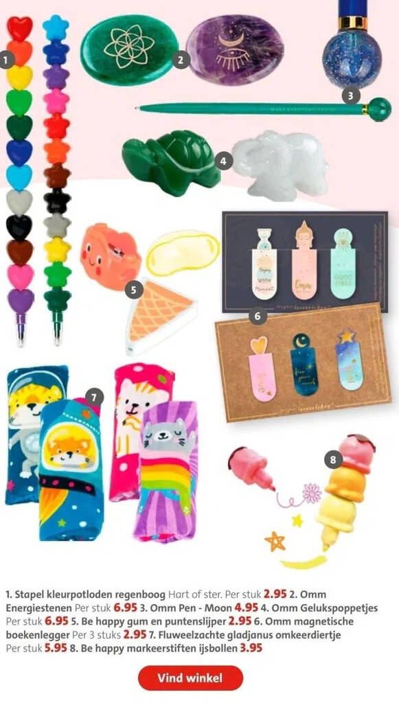 1. Stapel kleurpotloden regenboog Hart of ster. Per stuk 2.95 2. Omm 1. Stapel kleurpotloden regenboog Hart of ster. Per stuk 2.95 2. Omm