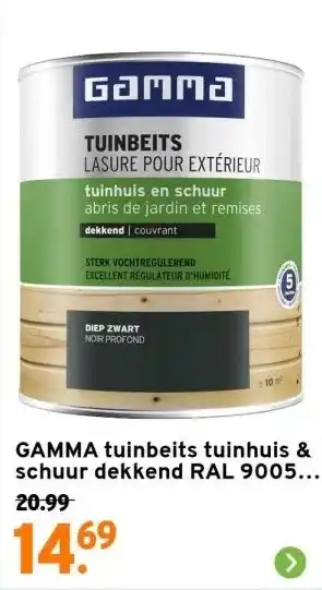 GAMMA GAMMA tuinbeits tuinhuis & schuur dekkend RAL 9005 diep zwart 750 ml aanbieding