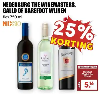 MCD Supermarkt NEDERBURG THE WINEMASTERS, GALLO OF BAREFOOT WIJNEN aanbieding