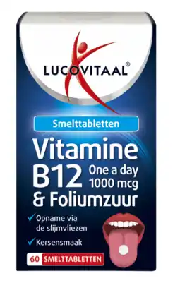 De Online Drogist Lucovitaal Vitamine B12 & Foliumzuur Smelttabletten 60TB aanbieding