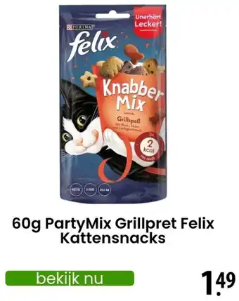Zooplus 60g PartyMix Grillpret Felix Kattensnacks aanbieding