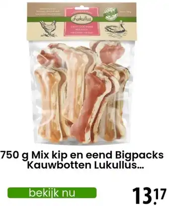 Zooplus 750 g Mix kip en eend Big Packs Kauwbotten Lukullus. aanbieding