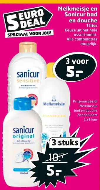 Trekpleister Melkmeisje en Sanicur bad en douche 1 liter aanbieding