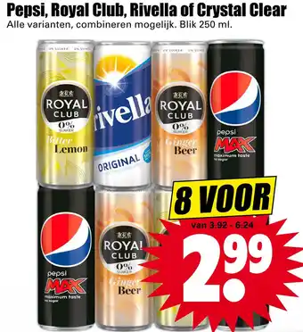 Dirk Pepsi, Royal Club, Rivella of Crystal Clear aanbieding