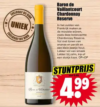 Dirk Baron de Vaillantcourt Chardonnay Reserve aanbieding