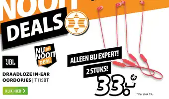 Expert JBL draadloze in-ear oordopjes 2 STUKS aanbieding