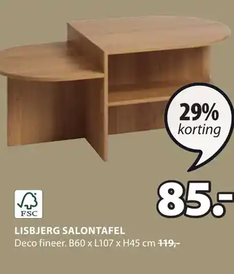 Jysk LISBJERG SALONTAFEL  B60 x L107 x H45 cm aanbieding