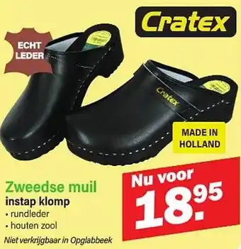 Van Cranenbroek Zweedse muil instap klomp aanbieding
