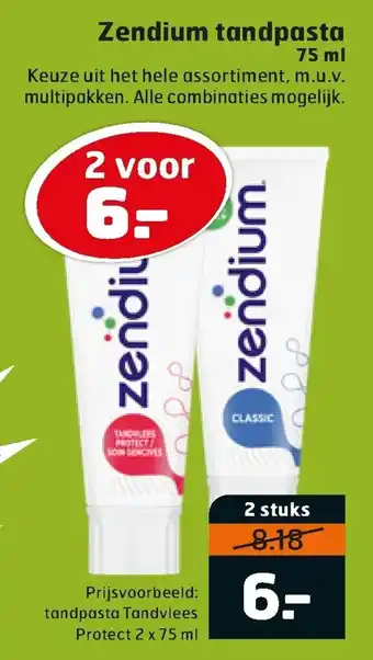 Trekpleister Zendium tandpasta 75ml aanbieding