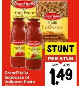 Vomar Voordeelmarkt Grand'Italia Sugocasa of Volkoren Pasta aanbieding