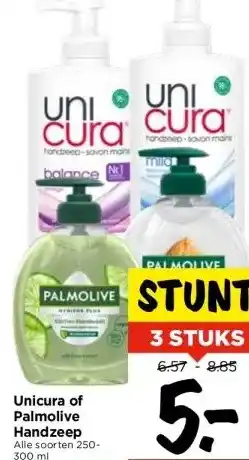 Vomar Voordeelmarkt Unicura of Palmolive Handzeep aanbieding