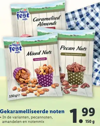 Lidl Gekaramelliseerde noten 150g aanbieding