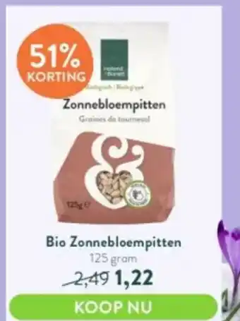 Holland & Barrett Bio Zonnebloempitten 125 gram aanbieding