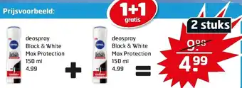 Trekpleister Deospray Black & White Max Protection 150 ml 1+1 Gratis aanbieding