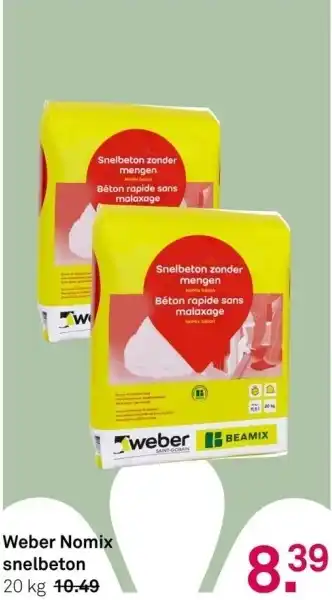 Karwei Weber Nomix snelbeton 20kg aanbieding