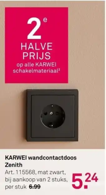 Karwei wandcontactdoos Zenith aanbieding