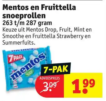 Kruidvat Mentos en Fruittella snoeprollen aanbieding