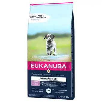 Zooplus 12kg Grain Free Puppy Large Breed Zalm Eukanuba Hondenvoer aanbieding