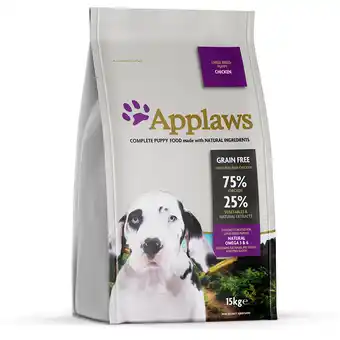 Zooplus 15kg Applaws Puppy Kip droogvoer voor grote rassen aanbieding