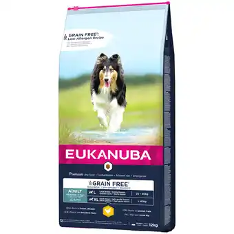 Zooplus 12kg Eukanuba Grain Free Adult Large Breed Kip Hondenvoer droog aanbieding