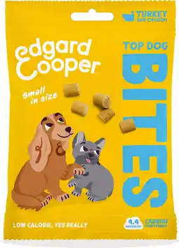 Intratuin Edgard & Cooper hondensnack Top Dog Bites adult kip/kalkoen small 50 gram aanbieding