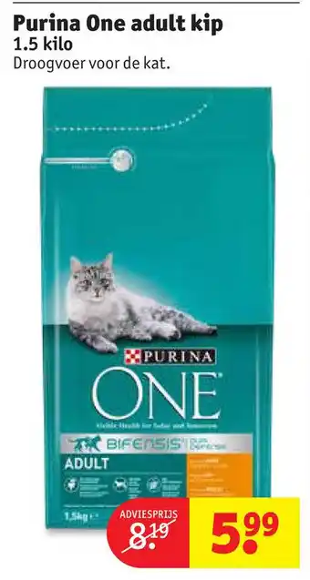 Kruidvat Purina One adult kip aanbieding