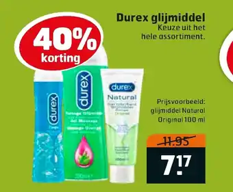 Trekpleister Durex glijmiddel Natural Original 100ml aanbieding