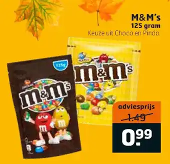 Trekpleister M&M's 125 gram aanbieding