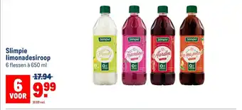 Makro Slimpie limonadesiroop 6 flessen à 650 ml aanbieding