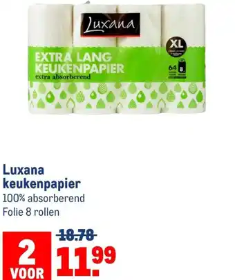 Makro Luxana keukenpapier 100% absorberend Folie 8 rollen aanbieding