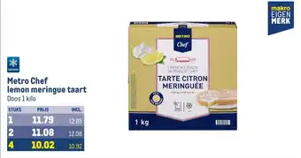 Makro Metro Chef lemon meringue taart 1 kilo aanbieding