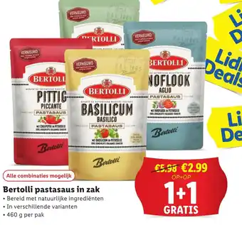 Lidl Bertolli pastasaus in zak aanbieding