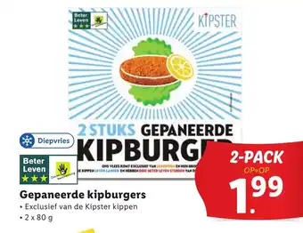 Lidl Gepaneerde kipburgers 2 x 80 g aanbieding