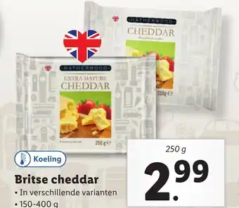 Lidl Britse cheddar 250 g aanbieding