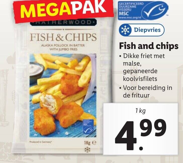 Fish and chips 1 kg aanbieding bij Lidl