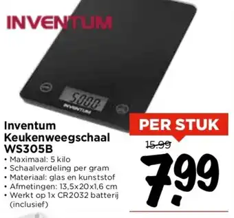 Vomar Voordeelmarkt Inventum Keukenweegschaal WS305B aanbieding