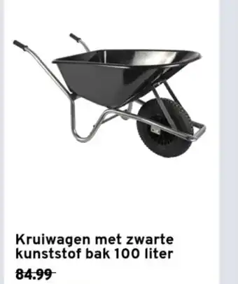 GAMMA Kruiwagen met zwarte kunststof bak 100 liter aanbieding