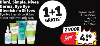 Kruidvat Bioré, Simple, Nivea Derma, Bye Bye Blemish en St Ives aanbieding