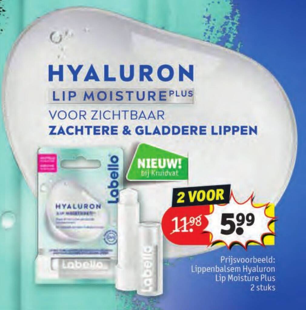 Labello Lippenbalsem Hyaluron Lip Moisture Plus 2 stuks aanbieding bij