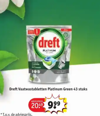 Kruidvat Dreft Vaatwastabletten Platinum Green 43 stuks aanbieding