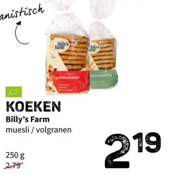 Ekoplaza Koeken billy's farm 250g aanbieding