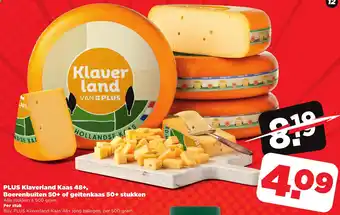 PLUS Klaverland kaas 48+ boerenbuiten 50+ of geitenkaas 50+ stukken aanbieding