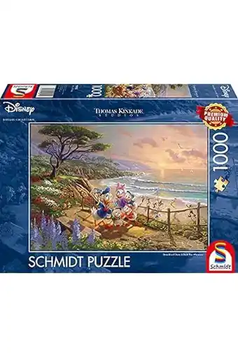 Amazon Schmidt Spiele 59951 Thomas Kinkade, Disney, Donald en Daisy op het strand, puzzel van 1.000 stukjes, kleurrijk aanbieding