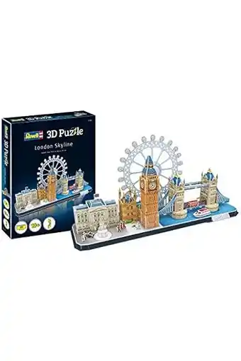 Amazon Revell 3D Puzzle 00140 Skyline met Buckingham Palace, London-Eye, Tower Bridge en Big Ben De wereld in 3D ontdekken, knutselp aanbieding