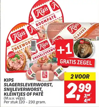 Dekamarkt Kips slagersleverworst snijleverworst kleintjes of pate aanbieding