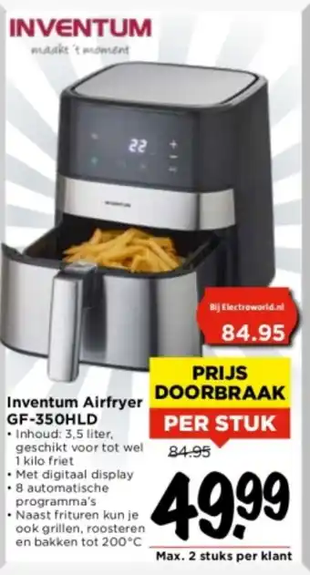 Vomar Voordeelmarkt Inventum Airfryer GF-350HLD aanbieding