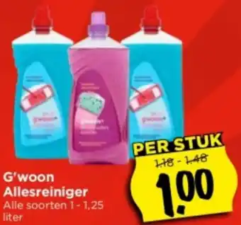 Vomar Voordeelmarkt G'woon Allesreiniger Alle soorten 1-1,25 liter aanbieding